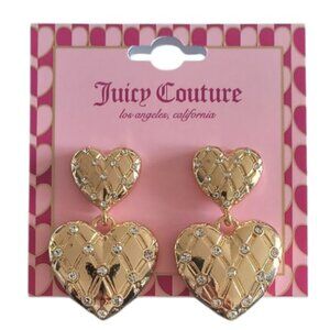 Juicy Couture Gold-tone Double Heart Drop Earrings